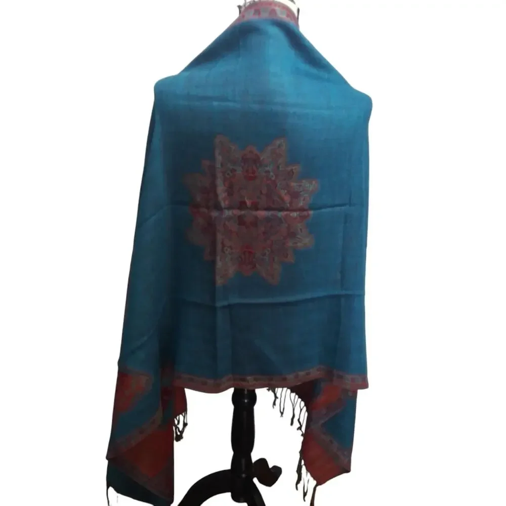 Blue Elegant Blue Butterfly Fringe Novelty Spring Summer Scarf Shawl